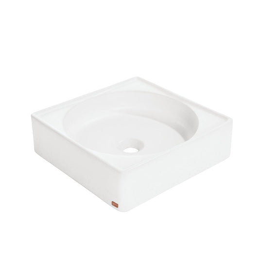 Konkretus Selv01 15" Tulum White Top Mount Square Vessel Concrete Bathroom Sink