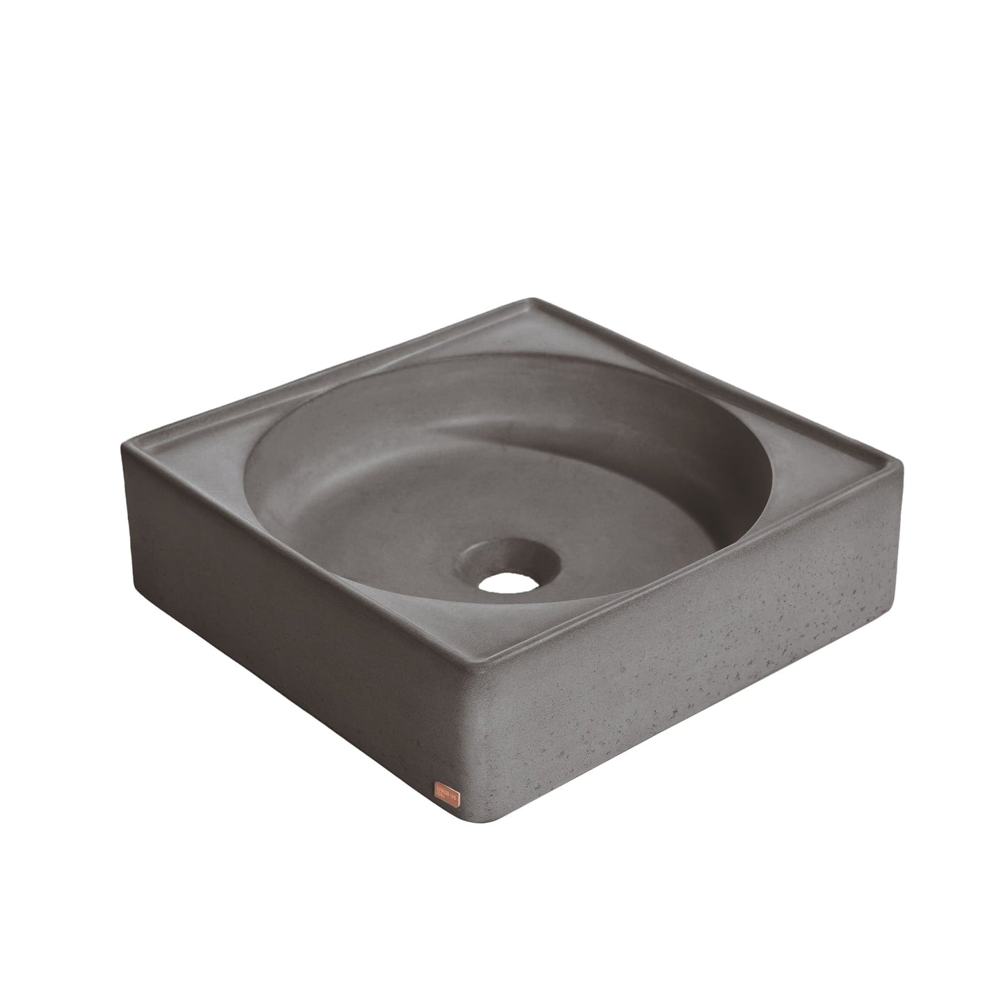 Konkretus Selv01 15" Volcanic Gray Top Mount Square Vessel Concrete Bathroom Sink