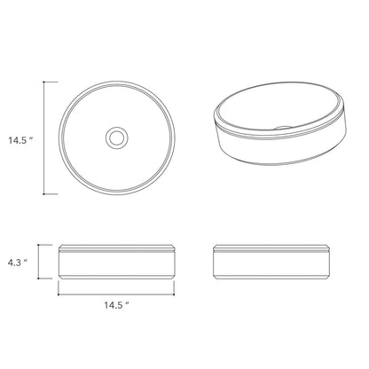 Konkretus Ubud01 15" Amazonic Green Top Mount Round Vessel Concrete Bathroom Sink