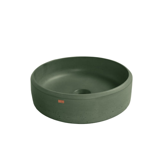 Konkretus Ubud01 15" Amazonic Green Top Mount Round Vessel Concrete Bathroom Sink