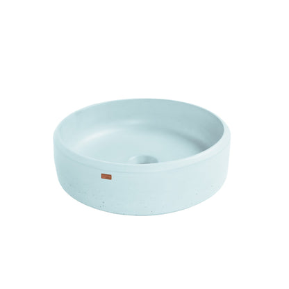 Konkretus Ubud01 15" Caribbean Blue Top Mount Round Vessel Concrete Bathroom Sink