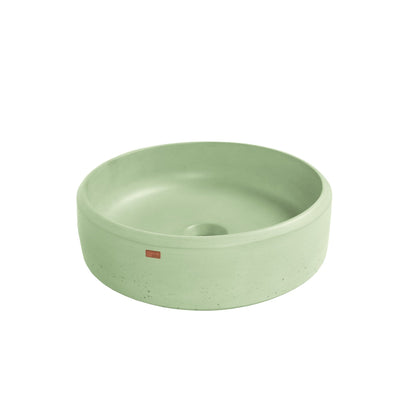 Konkretus Ubud01 15" Ceiba Green Top Mount Round Vessel Concrete Bathroom Sink