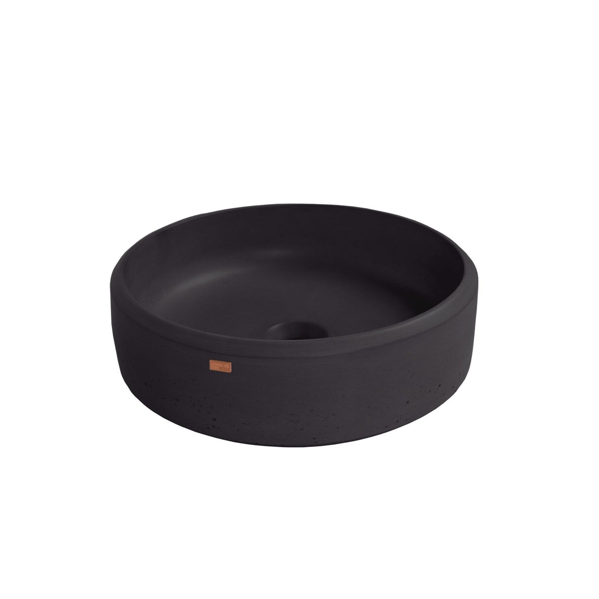 Konkretus Ubud01 15" Coal Black Top Mount Round Vessel Concrete Bathroom Sink