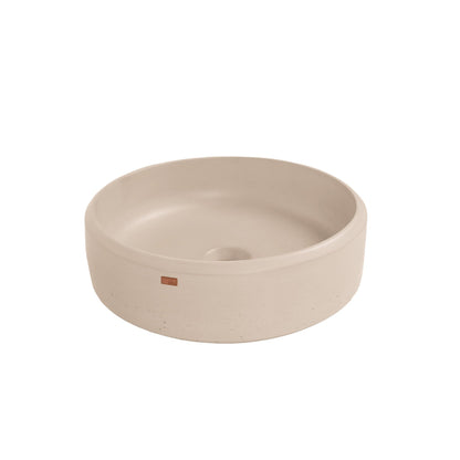 Konkretus Ubud01 15" Linen Beige Top Mount Round Vessel Concrete Bathroom Sink