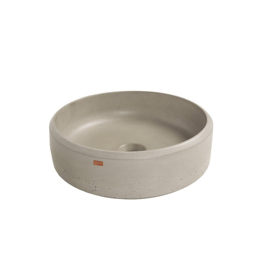 Konkretus Ubud01 15" Rain Gray Top Mount Round Vessel Concrete Bathroom Sink