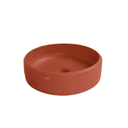 Konkretus Ubud01 15" Terracotta Red Top Mount Round Vessel Concrete Bathroom Sink