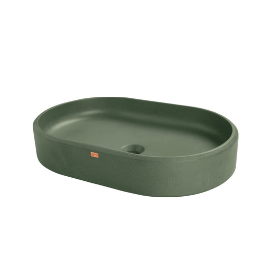 Konkretus Ubud02 22" Amazonic Green Top Mount Oval Vessel Concrete Bathroom Sink