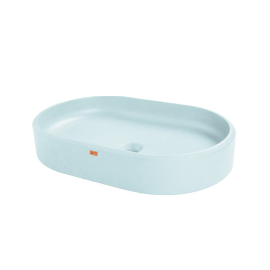 Konkretus Ubud02 22" Caribbean Blue Top Mount Oval Vessel Concrete Bathroom Sink