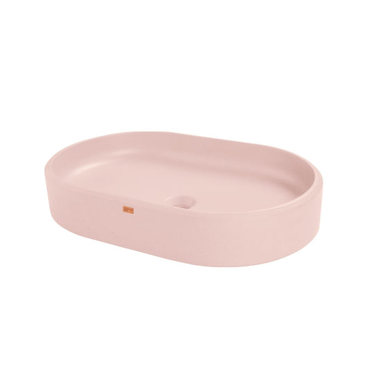Konkretus Ubud02 22" Coral Light Red Top Mount Oval Vessel Concrete Bathroom Sink