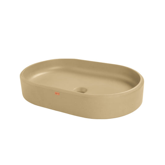 Konkretus Ubud02 22" Desert Brown Top Mount Oval Vessel Concrete Bathroom Sink
