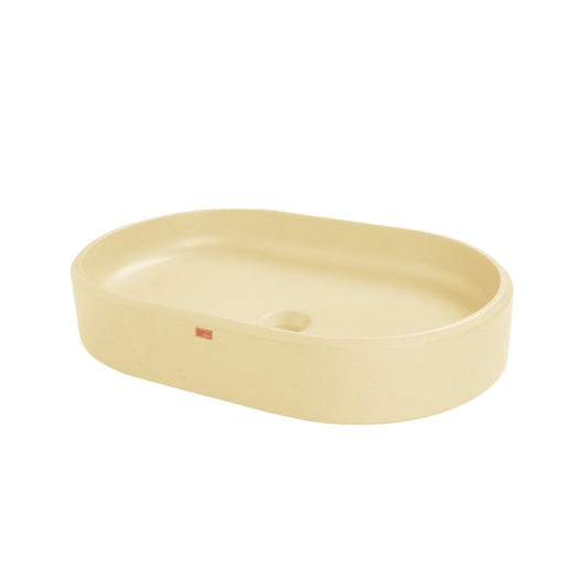Konkretus Ubud02 22" Dune Yellow Top Mount Oval Vessel Concrete Bathroom Sink