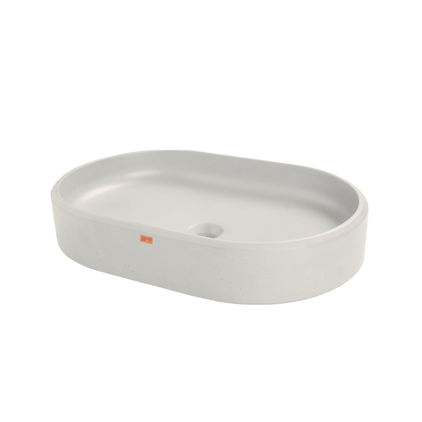 Konkretus Ubud02 22" Shadow Gray Top Mount Oval Vessel Concrete Bathroom Sink
