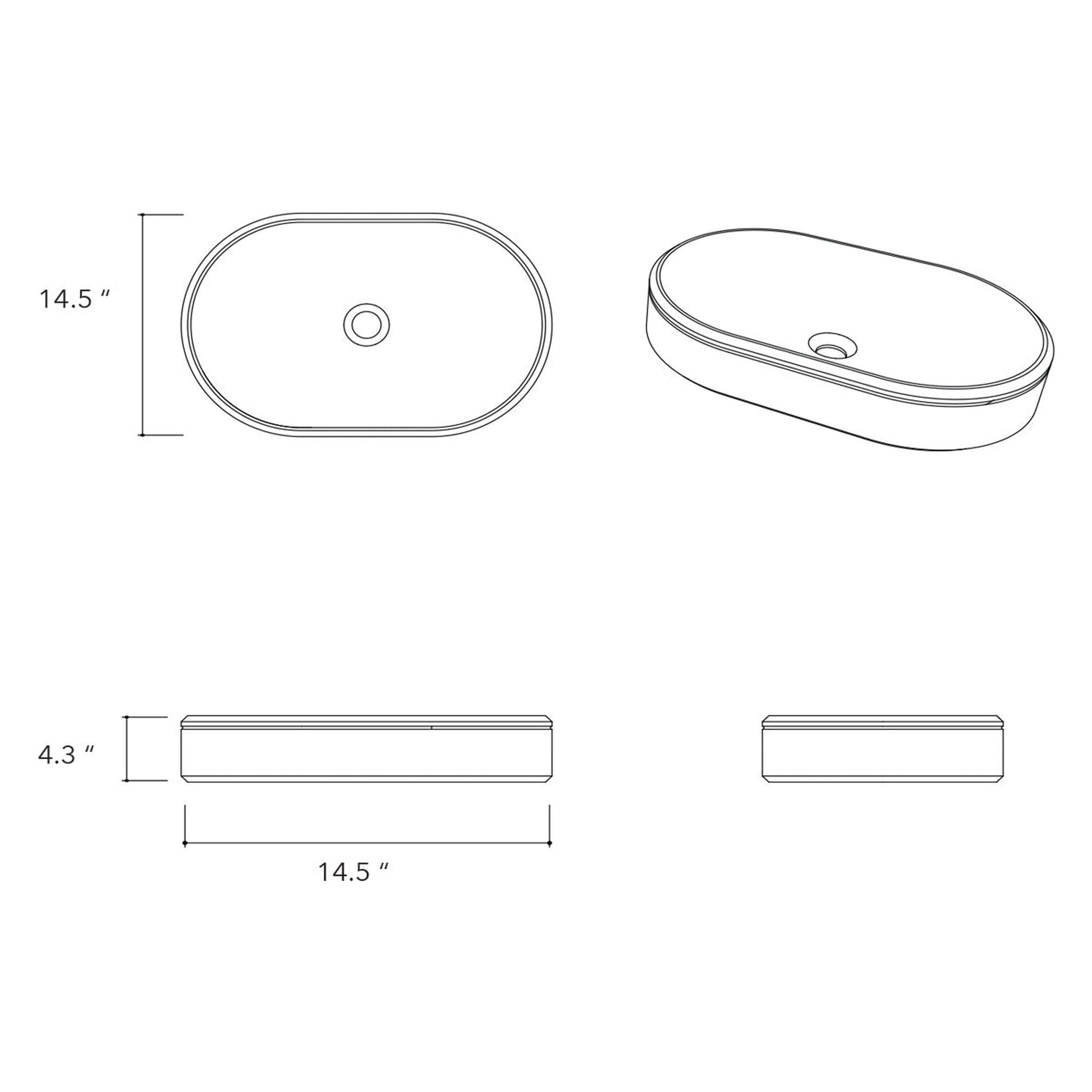 Konkretus Ubud02 22" Tulum White Top Mount Oval Vessel Concrete Bathroom Sink