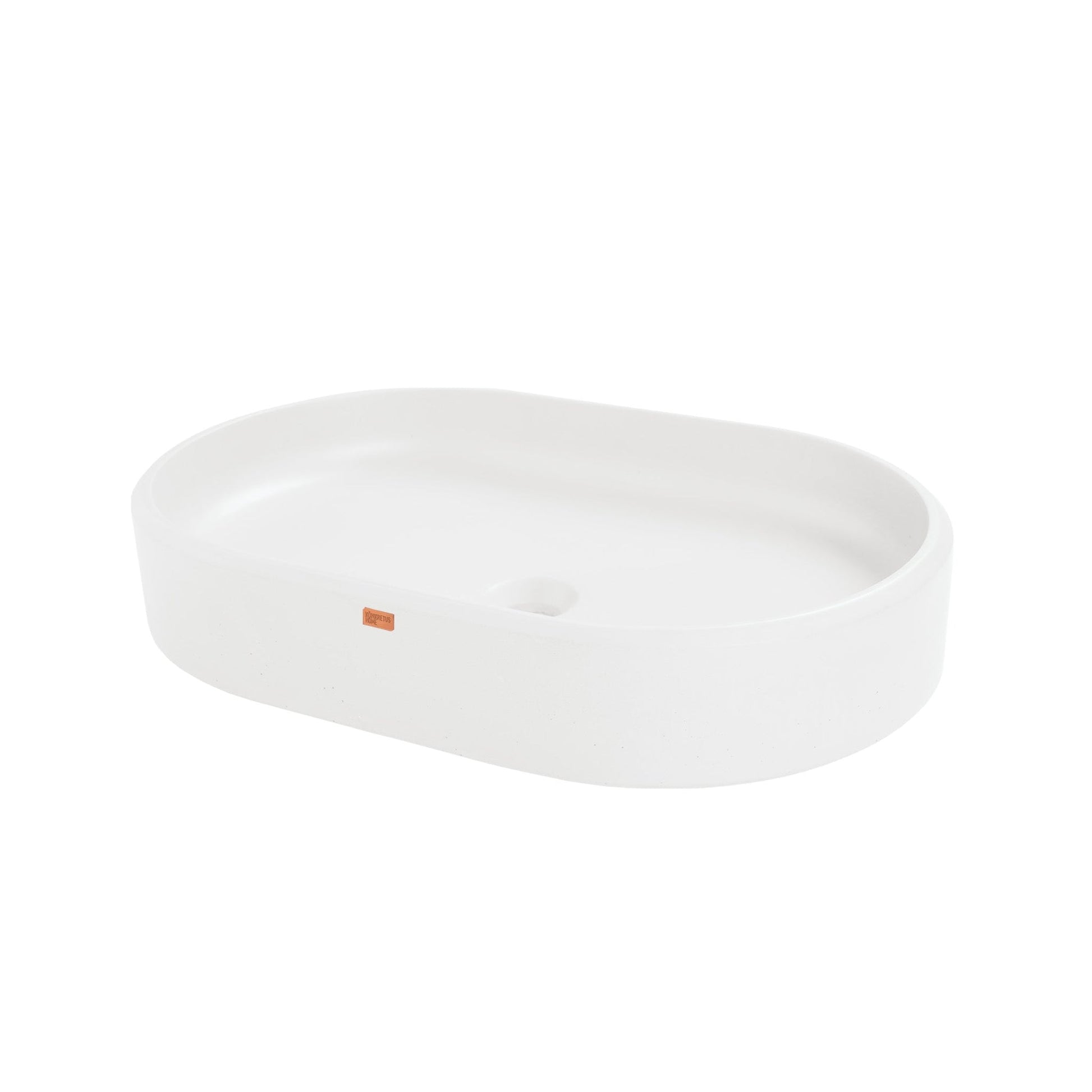 Konkretus Ubud02 22" Tulum White Top Mount Oval Vessel Concrete Bathroom Sink