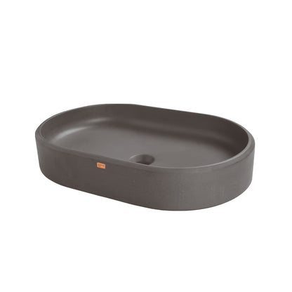 Konkretus Ubud02 22" Volcanic Gray Top Mount Oval Vessel Concrete Bathroom Sink