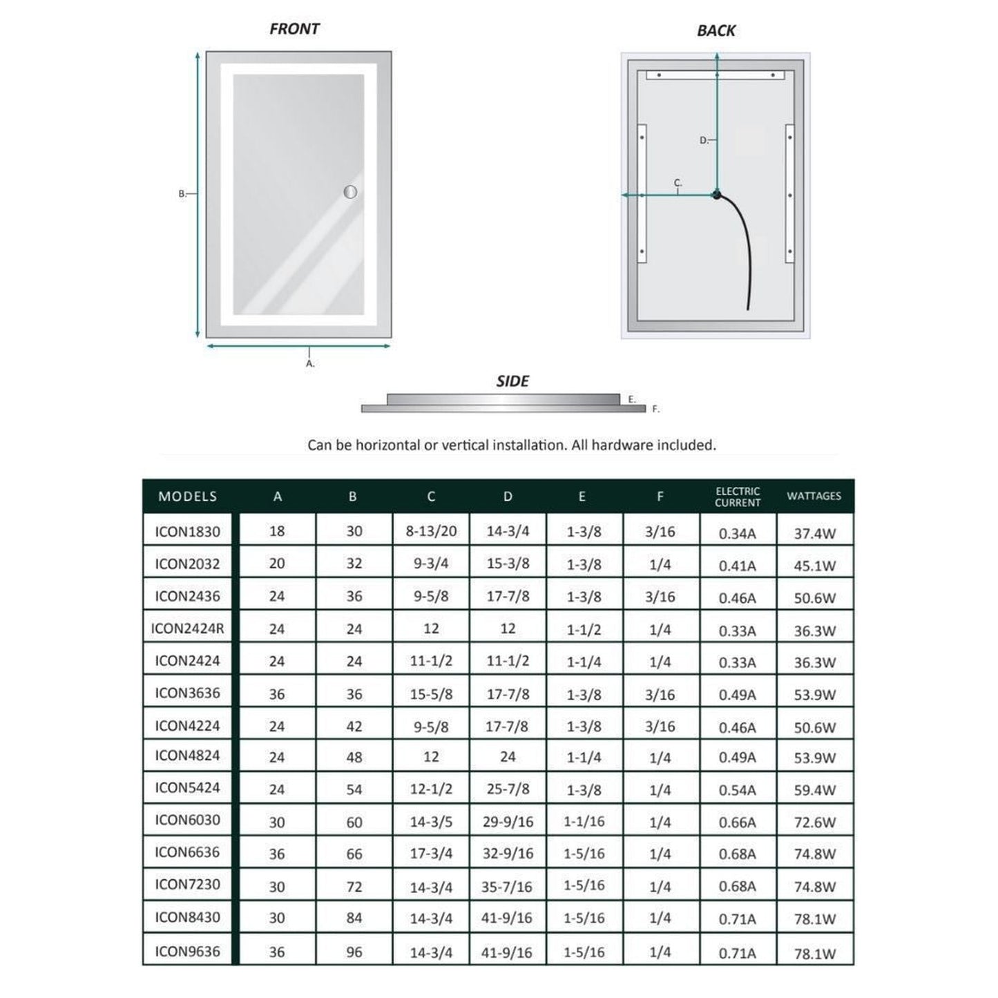 Krugg Reflections Icon 24" x 24" 5000K Round Wall-Mounted Illuminated Silver Backed LED Mirror With Built-in Defogger and Touch Sensor On/Off Built-in Dimmer