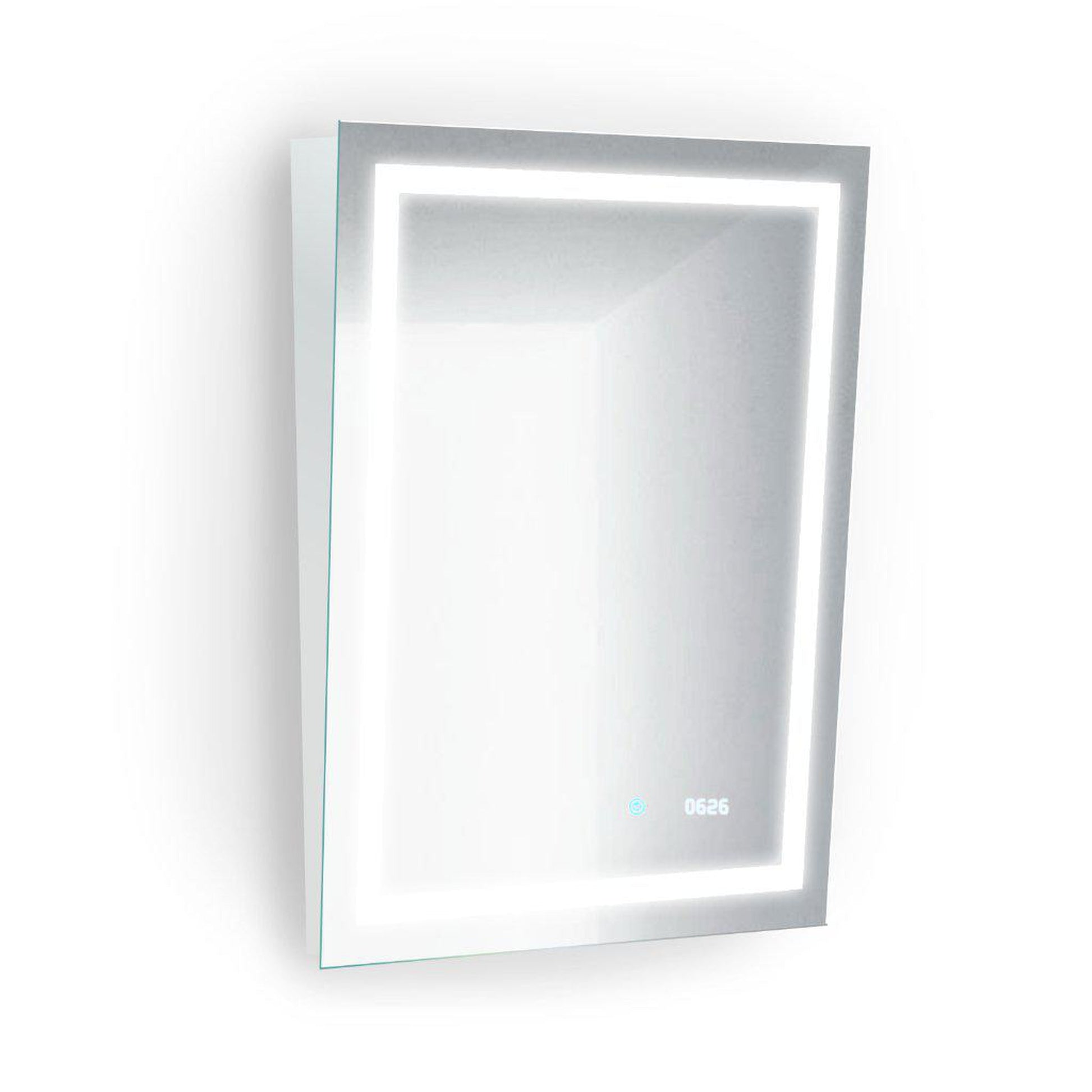 Krugg Reflections Icon 24” x 32” 4000K Rectangular Tilted Wall-Mounted Illuminated Silver Backed LED Mirror With Built-in Defogger and Touch Sensor On/Off Built-in Dimmer