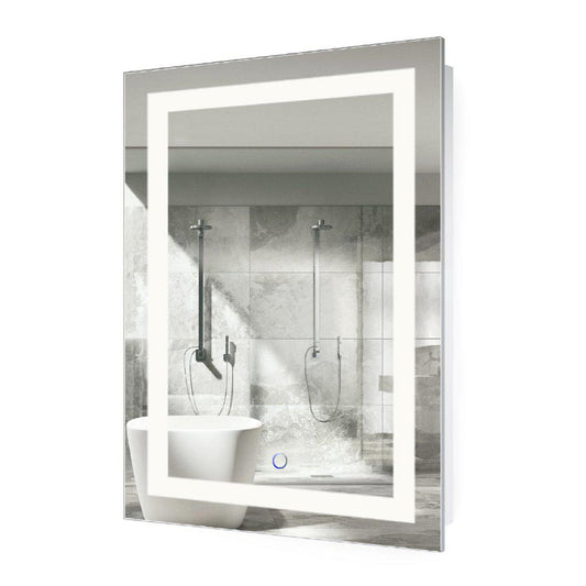 Krugg Reflections Icon 36" x 24" 5000K Rectangular Wall-Mounted Illuminated Silver Backed LED Mirror With Built-in Defogger and Touch Sensor On/Off Built-in Dimmer