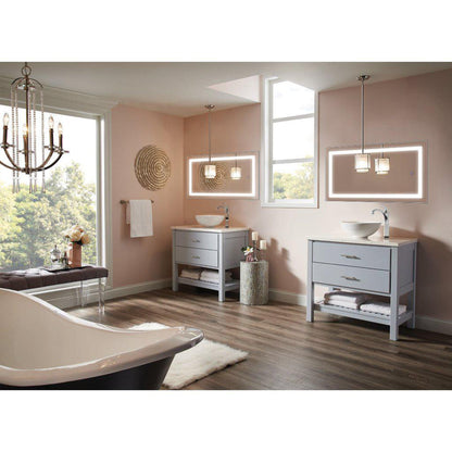 Krugg Reflections Icon 42” x 24” 5000K Rectangular Wall-Mounted Illuminated Silver Backed LED Mirror With Built-in Defogger and Touch Sensor On/Off Built-in Dimmer