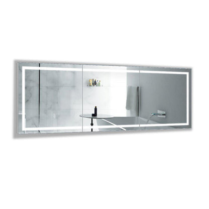 Krugg Reflections Mod 108" x 36" 5000K Long Modular Corner Wall-Mounted Silver-Backed LED Bathroom Vanity Mirror With Built-in Defogger and Dimmer