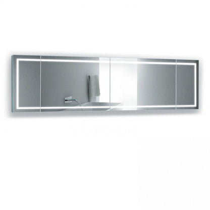Krugg Reflections Mod 132" x 36" 5000K Long Modular Corner Wall-Mounted Silver-Backed LED Bathroom Vanity Mirror With Built-in Defogger and Dimmer