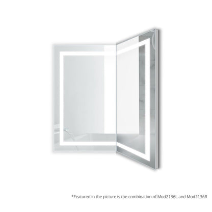Krugg Reflections Mod 21" x 36" 5000K Rectangular Right Configuration Wall-Mounted Silver-Backed LED Bathroom Vanity Mirror With Built-in Defogger and Dimmer