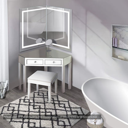 Krugg Reflections Mod 24" x 36" 5000K Rectangular Left Configuration Wall-Mounted Silver-Backed LED Bathroom Vanity Mirror With Built-in Defogger and Dimmer