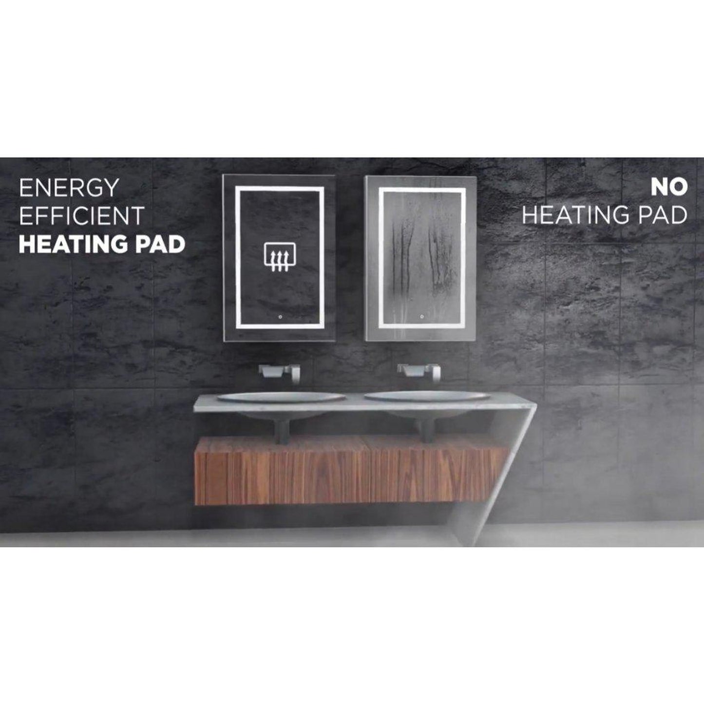 Krugg Reflections Mod 36" x 36" 18D 5000K Rectangular Modular Corner Wall-Mounted Silver-Backed LED Bathroom Vanity Mirror With Built-in Defogger and Dimmer
