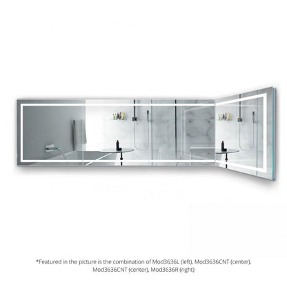Krugg Reflections Mod 36" x 36" 5000K Square Center Configuration Wall-Mounted Silver-Backed LED Bathroom Vanity Mirror With Built-in Defogger and Dimmer