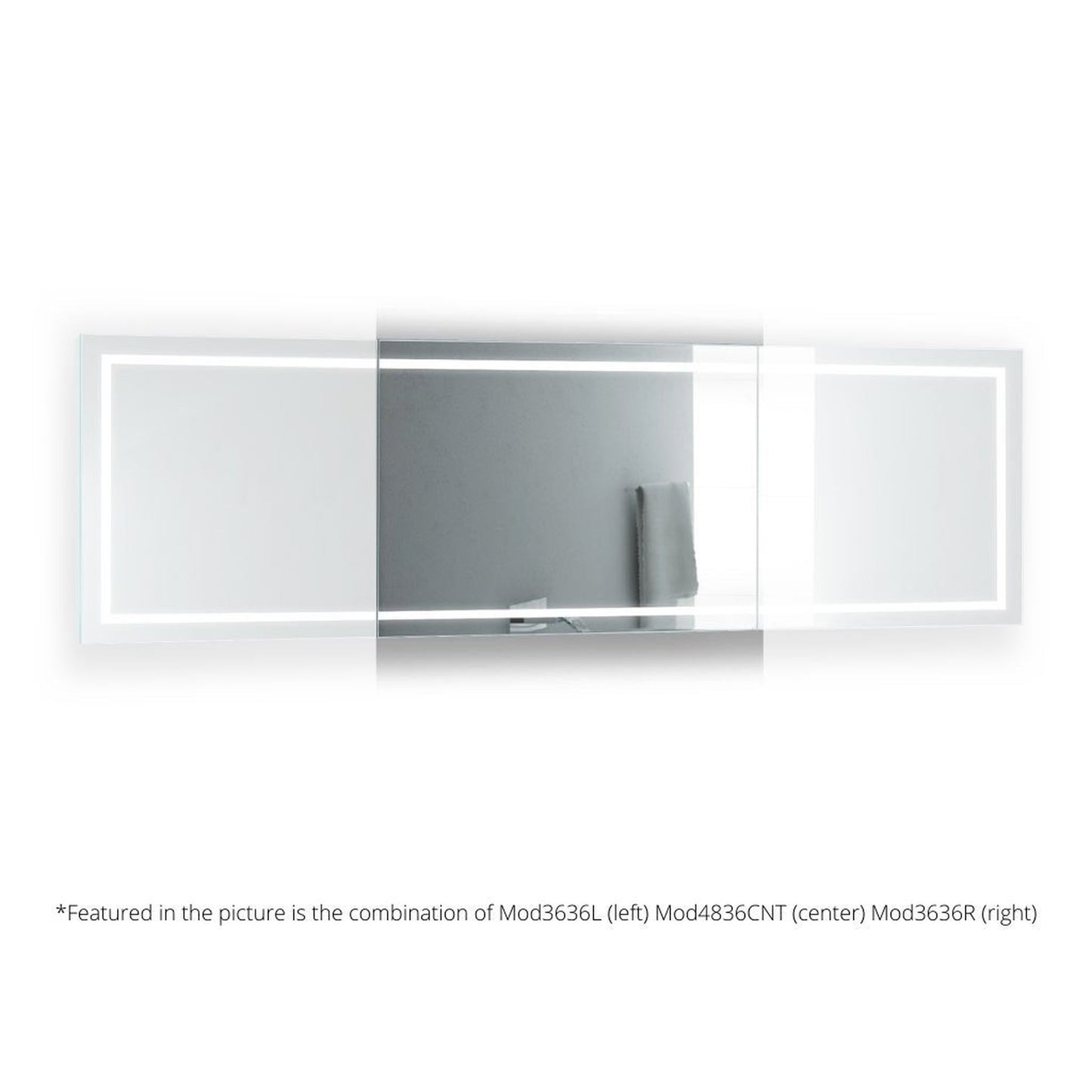 Krugg Reflections Mod 48" x 36" 5000K Rectangular Center Configuration Wall-Mounted Silver-Backed LED Bathroom Vanity Mirror With Built-in Defogger and Dimmer