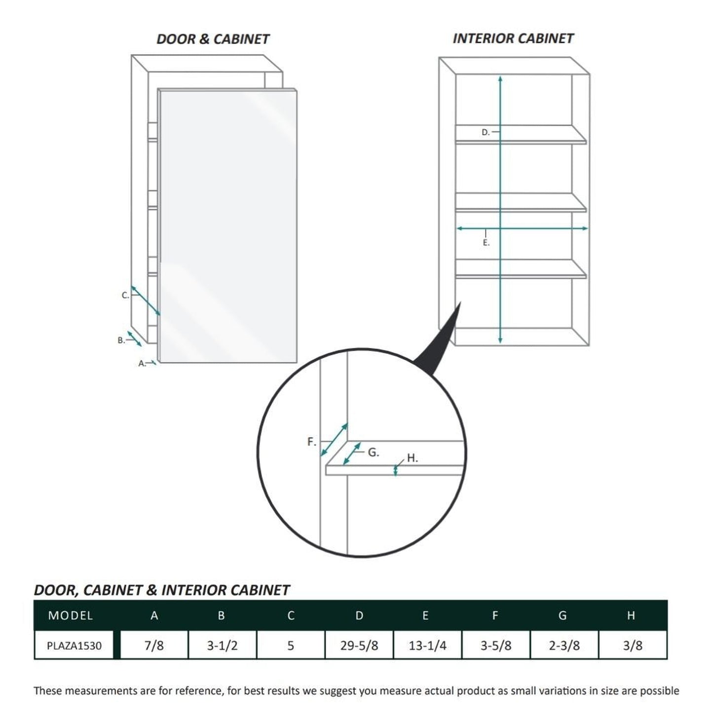 Krugg Reflections Plaza 15" x 30" Single Left Opening Rectangular Recessed/Surface-Mount Medicine Cabinet Mirror With Two Adjustable Shelves