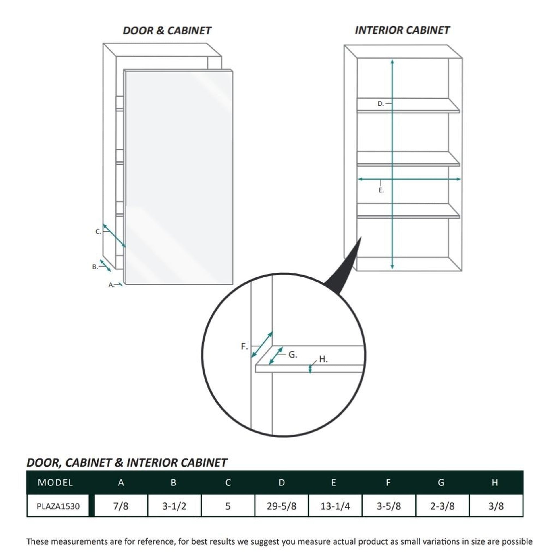 Krugg Reflections Plaza 15" x 30" Single Left Opening Rectangular Recessed/Surface-Mount Medicine Cabinet Mirror With Two Adjustable Shelves