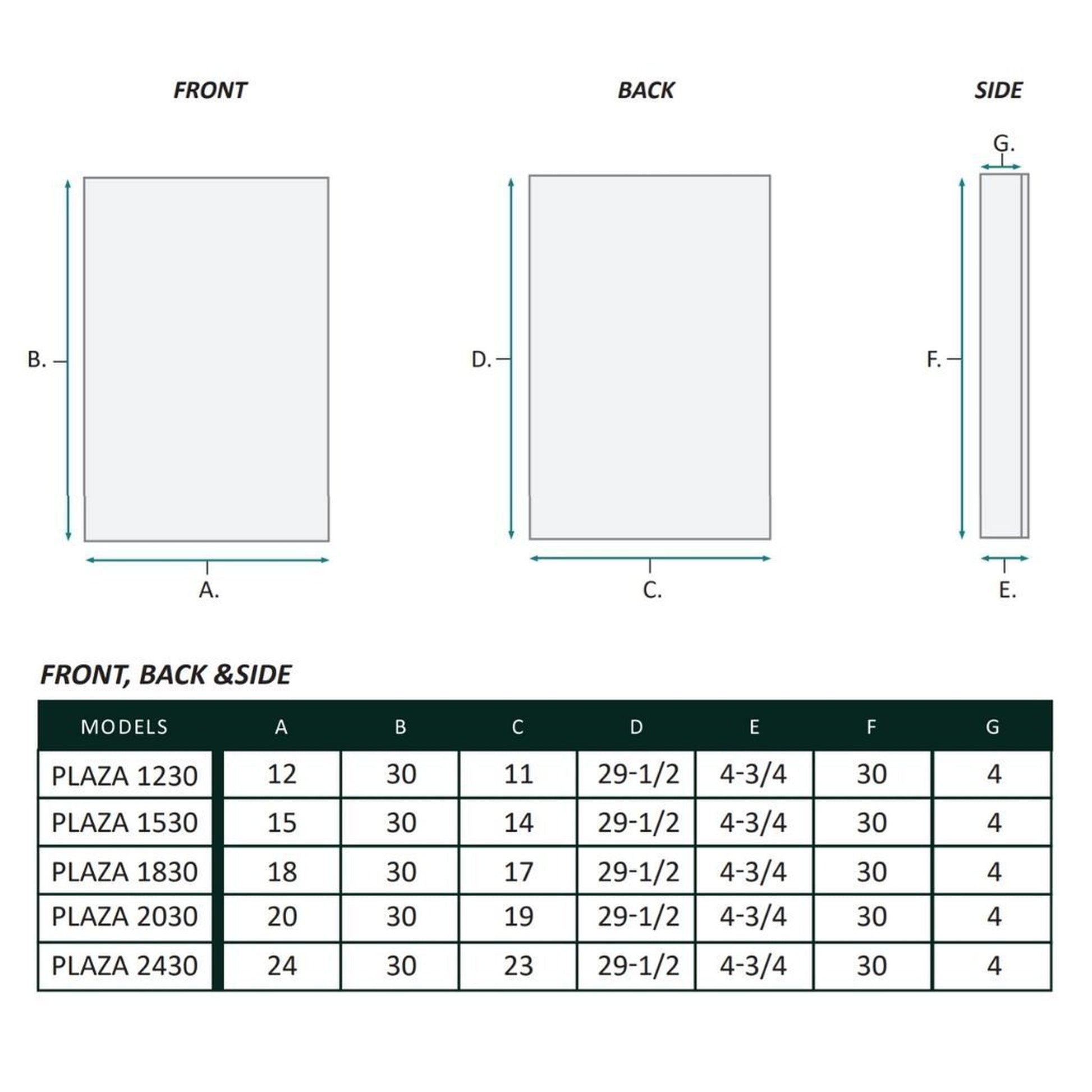 Krugg Reflections Plaza 15" x 30" Single Left Opening Rectangular Recessed/Surface-Mount Medicine Cabinet Mirror With Two Adjustable Shelves