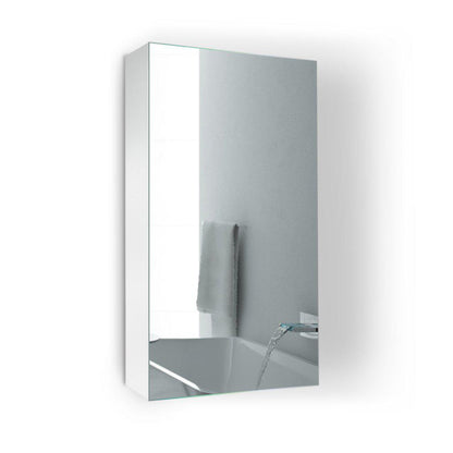 Krugg Reflections Plaza 15" x 30" Single Left Opening Rectangular Recessed/Surface-Mount Medicine Cabinet Mirror With Two Adjustable Shelves