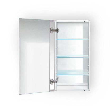 Krugg Reflections Plaza 15" x 30" Single Left Opening Rectangular Recessed/Surface-Mount Medicine Cabinet Mirror With Two Adjustable Shelves