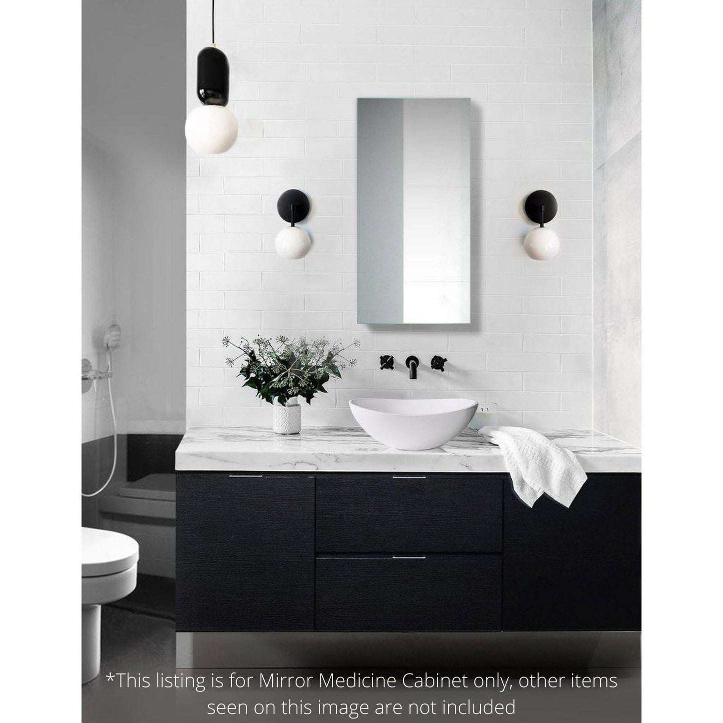 Krugg Reflections Plaza 15" x 30" Single Left Opening Rectangular Recessed/Surface-Mount Medicine Cabinet Mirror With Two Adjustable Shelves
