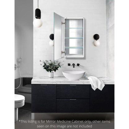 Krugg Reflections Plaza 15" x 30" Single Left Opening Rectangular Recessed/Surface-Mount Medicine Cabinet Mirror With Two Adjustable Shelves