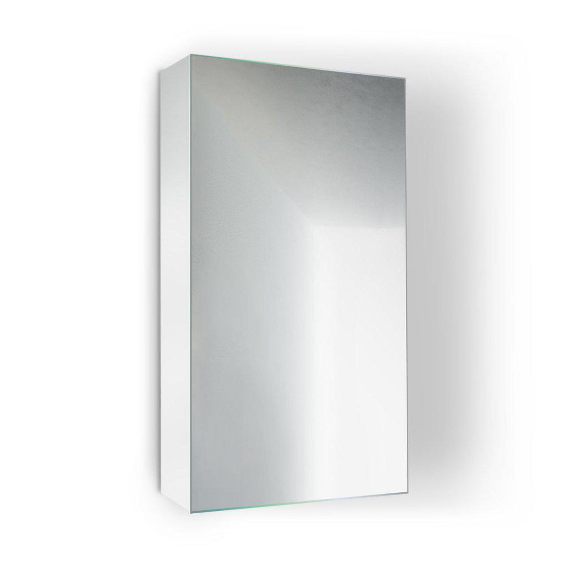 Krugg Reflections Plaza 15" x 30" Single Left Opening Rectangular Recessed/Surface-Mount Medicine Cabinet Mirror With Two Adjustable Shelves