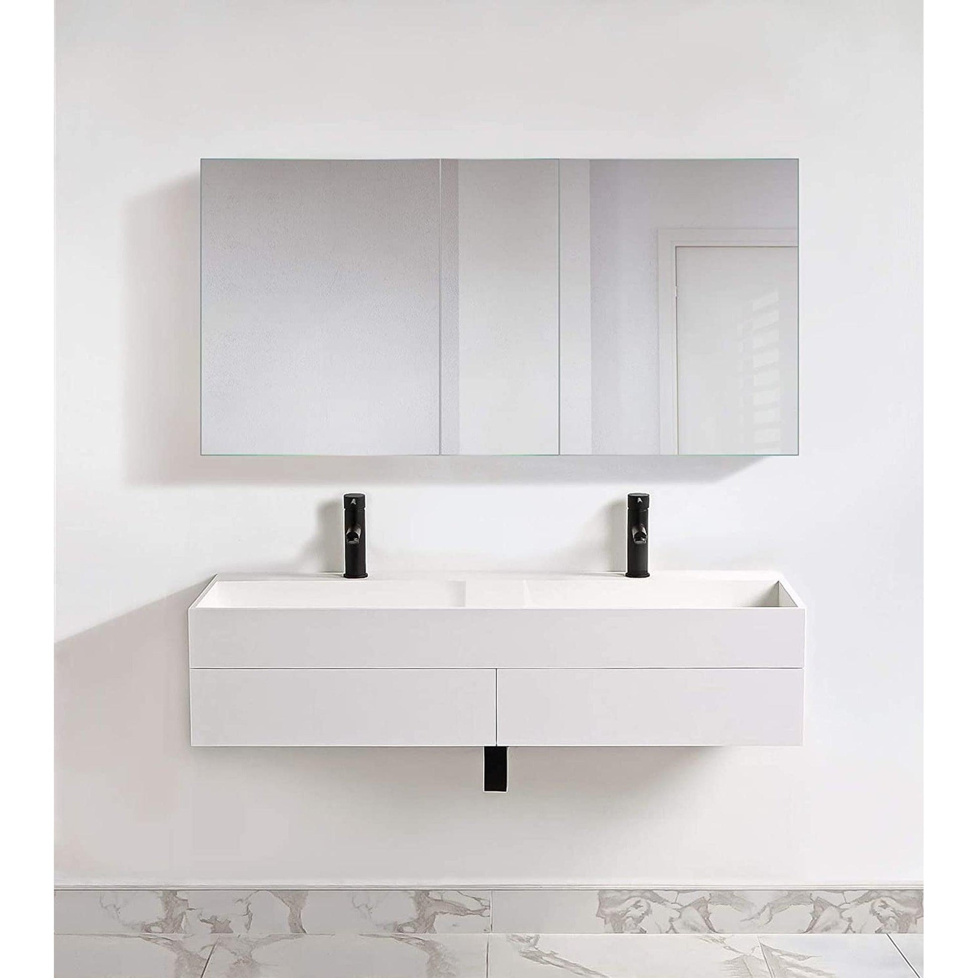 Krugg Reflections Plaza 60" x 30" Tri-View Left-Right-Right Opening Rectangular Recessed/Surface-Mount Medicine Cabinet Mirror