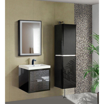 Krugg Reflections Soho 24" x 36" 5000K Rectangular Matte Black Wall-Mounted Framed LED Bathroom Vanity Mirror With Built-in Defogger and Dimmer