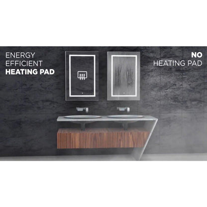Krugg Reflections Soho 36" x 36" 5000K Square Matte Black Wall-Mounted Framed LED Bathroom Vanity Mirror With Built-in Defogger and Dimmer