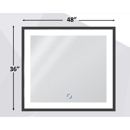 Krugg Soho 36″ X 36″ Black LED Bathroom Mirror - Krugg Reflections USA