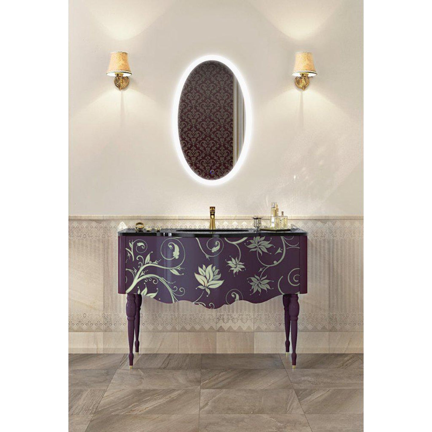 Krugg Reflections Sol 22" x 40" 5000K Oval Wall-Mounted Illuminated Silver Backed LED Mirror With Built-in Defogger and Touch Sensor On/Off Built-in Dimmer