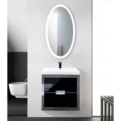 Krugg Reflections Sol 24" x 44" 5000K Oval Wall-Mounted Illuminated Silver Backed LED Mirror With Built-in Defogger and Touch Sensor On/Off Built-in Dimmer