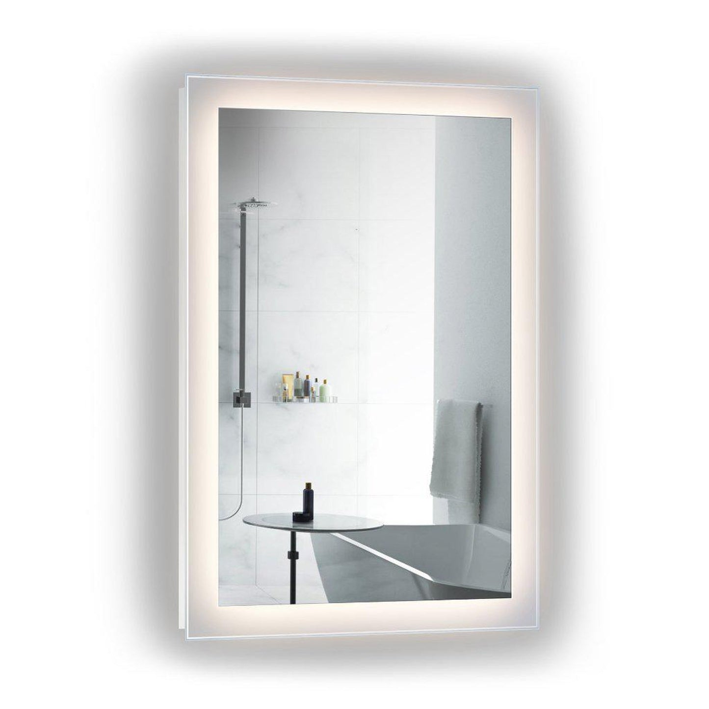 Krugg Reflections Stella 24" x 36" 5000K Rectangular Wall-Mounted Silver-Backed LED Bathroom Vanity Mirror With Built-in Defogger and Dimmer