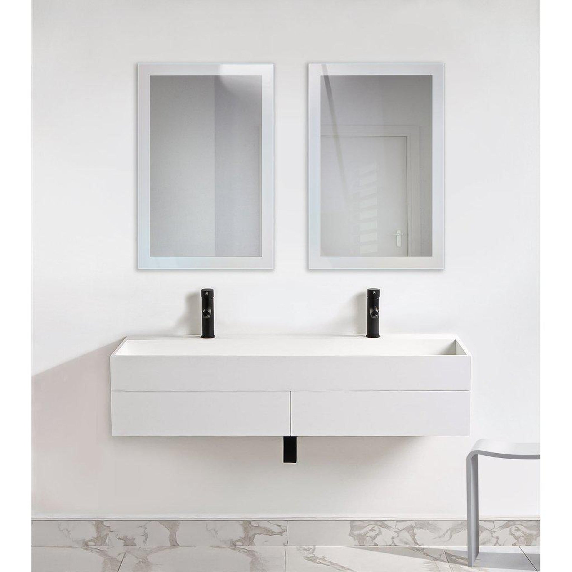 Krugg Reflections Stella 24" x 36" 5000K Rectangular Wall-Mounted Silver-Backed LED Bathroom Vanity Mirror With Built-in Defogger and Dimmer