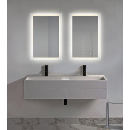 Krugg Reflections Stella 24" x 36" 5000K Rectangular Wall-Mounted Silver-Backed LED Bathroom Vanity Mirror With Built-in Defogger and Dimmer