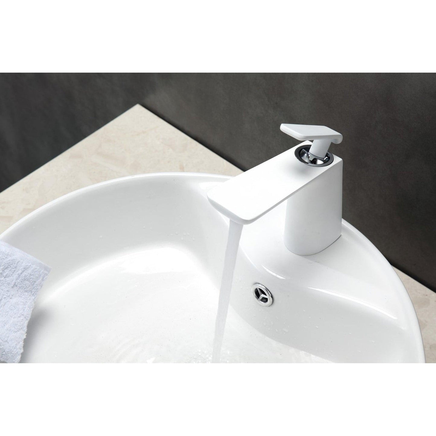 KubeBath Aqua Adatto 7" Single Hole Matte White Bathroom Faucet