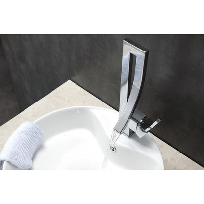 KubeBath Aqua Elegance 14" Single Hole Polished Chrome Wide Spread Bathroom Faucet