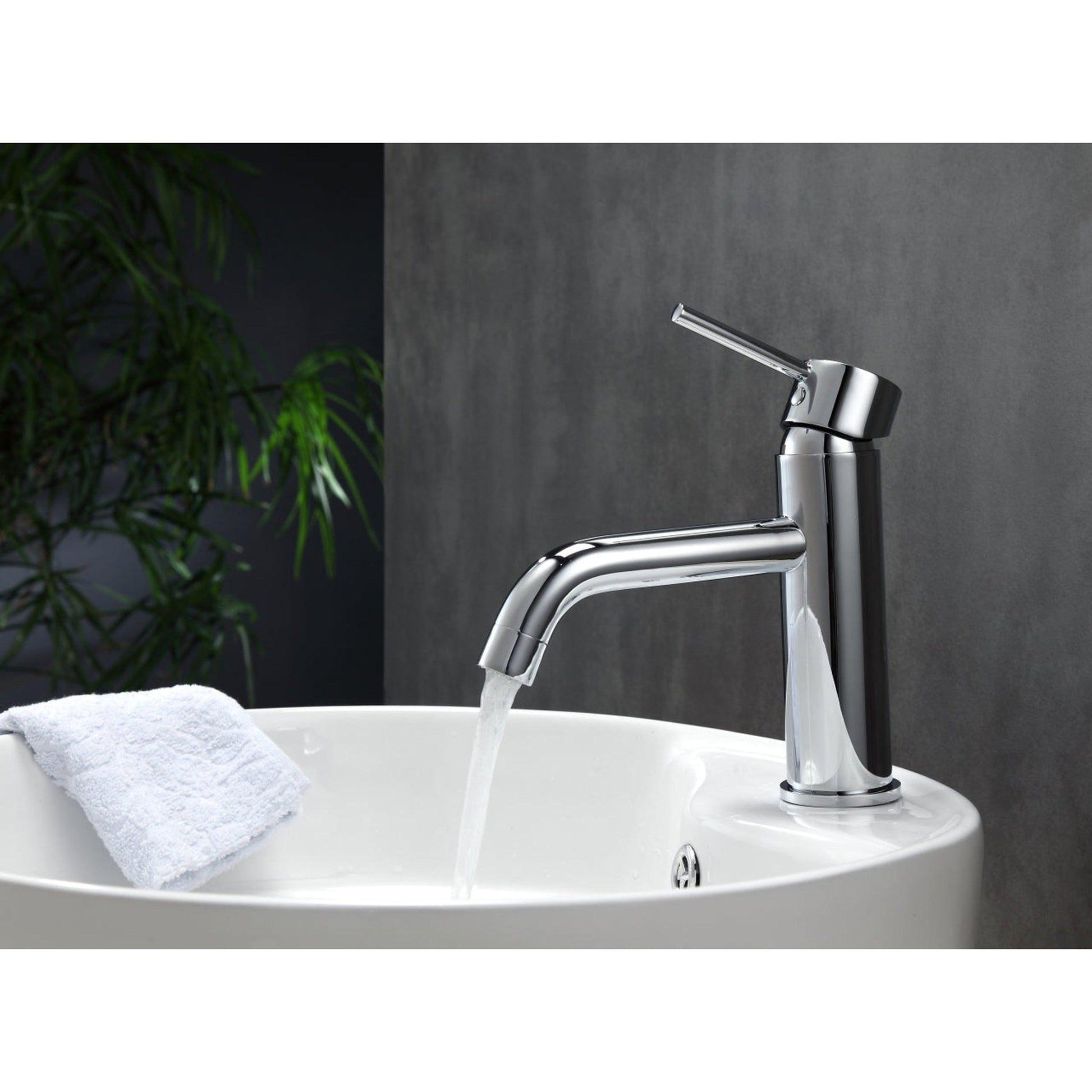 KubeBath Aqua Rondo 8" Single Hole Polished Chrome Mount Bathroom Faucet